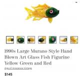 P - ART GLASS FISH 12"L (A26)