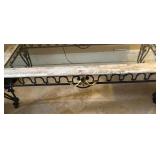 P - CONSOLE TABLE W/ GLASS INSET TOP 57"L