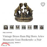 P - PAIR OF VINTAGE RAM BOOKENDS (A106)