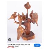 P - VINTAGE HAND CARVED BIRDS SCULPTURE (A51)