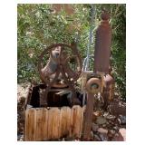 P - ANTIQUE SCHOOL BELL & YARD DECORATIONS