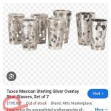 P - SET OF 6 STERLING SILVER CLAD GLASSES (B43)