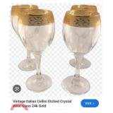 P - 5 PIECES BLOWN CRYSTAL W/ 24K GOLD STEMWARE