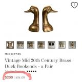 P - PAIR OF BRASS DUCK HEAD BOOKENDS (A74)