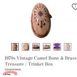 P - ANTIQUE BONE & BRASS TRINKET BOX (A34)
