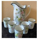 P - NIPPON ERA PORCELAIN PITCHER W/ MATCHING CUPS