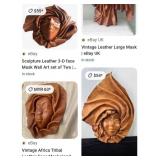 P - 1 PIECE LEATHER WALL DECOR MASK 17X18" (A19)