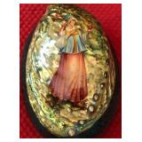 P - VINTAGE HAND PAINTED ABALONE SHELL 4.5"L (A31)