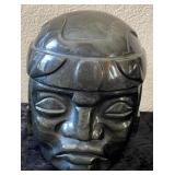 P - CARVED STONE OLMEC-STYLE HEAD 6"T (B28)