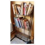 P - VINTAGE BOOK RACK W/ CONTENTS (R34)