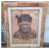303 - FRAMED PORTRAIT ELDERLY MAN DRAWING (D97)