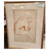 303 - MALE NUDE FRAMED ART 19X25" (Q2)