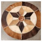 303 - VINTAGE ROUND PATCHWORK COWHIDE RUG 42"DIA