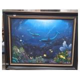 303 - FRAMED UNDERWATER DOLPHIN OCEAN SCENE