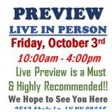 PREVIEW LIVE IN PERSON - Friday, October 3rd