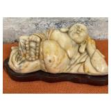 303 - VINTAGE CARVED SOAPSTONE BUDDHA (D81)