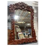 303 - ORNATE CARVED WOODEN WALL MIRROR
