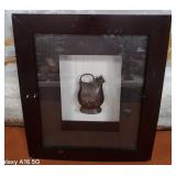 303 - FRAMED ANTIQUE METAL VESSEL DISPLAY