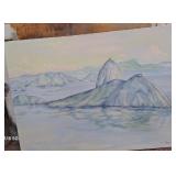 303 - SEASCAPE PAINTING BLUE OCEAN ISLANDS