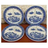 303 - FOUR BLUE WILLOW DIVIDED PLATES