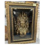 303 - FRAMED GOLDEN HINDU GOD RELIEF