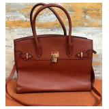 303 - BROWN LEATHER HANDBAG WITH LOCK