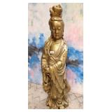 303 - GOLD TONE 48"T KWAN YIN (E35)