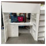696 - WHITE LOFT BED DESK UNIT