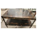 11 - VINTAGE CHINOISERIE-STYLE BLACK LACQUER TABLE