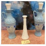 311 - GRECIAN DECANTER & MILKGLASS BUD VASE (F100)