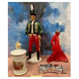 311 - IRISH MIST & AVON DECANTERS, JAR W/ LID, MOR