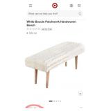11 - WOVEN WOOL BENCH W/ WOODEN LEGS