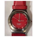 PP - SWATCH SWISS RED IRONY WATCH NEW BATTERY