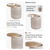 11 - ROUND WOVEN BASKET W/ LID / SIDE TABLE