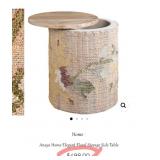 11 - TEXTILE COVERED ROUND SIDETABLE