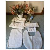 M - BATH TOWELS, THROW RUGS, FAUX FLOWERS