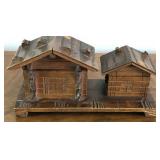 M - VINTAGE WOOD SWISS CHALET INKWELL (E91)