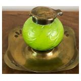 M - LOETZ-STYLE GREEN GLASS INKWELL (E103)