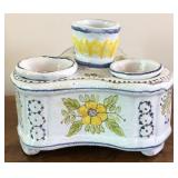 M - PORTUGESE PORCELAIN INKWELL/CANDLEHOLDER