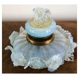 M - 1880S FRENCH MOUTH BLOWN OPALINE GLASS INKWELL