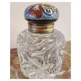 M - VTG SPAULDING & CO INKWELL W/ CLOISONNE TOP