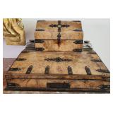 M - C1873 BURL WALNUT LAP DESK INKWELL (F3)