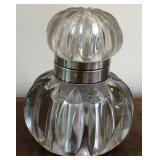 M - ANTIQUE PRESSED GLASS INKWELL (E96)