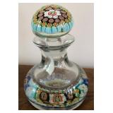 M - ANTIQUE MILLE FIORI ART GLASS INKWELL (E113)