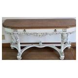 M - ITALIAN ROCOCO STYLE PAINTED & MARBLE TABLE