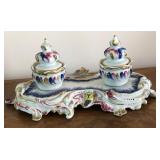 M - 1895 GERMAN DRESDEN PORCELAIN INKWELL (E1)