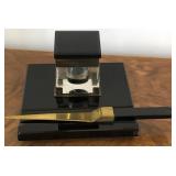 M - C1935 ART DECO BLACK MARBLE INKWELL (ITALIAN)