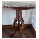 M - ANTIQUE VICTORIAN MARBLE TOP PEDESTAL TABLE
