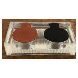M - 10 GEM. GLASS DOUBLE INKWELL (E74)