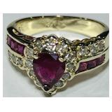 14KT YELLOW GOLD RUBY & DIAMOND 4.00GRS